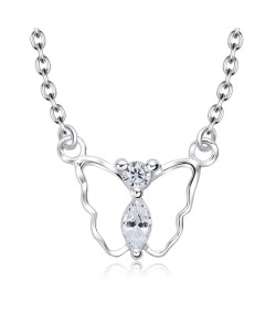 Beautiful Butterfly CZ Crystal Silver Necklace SPE-5136